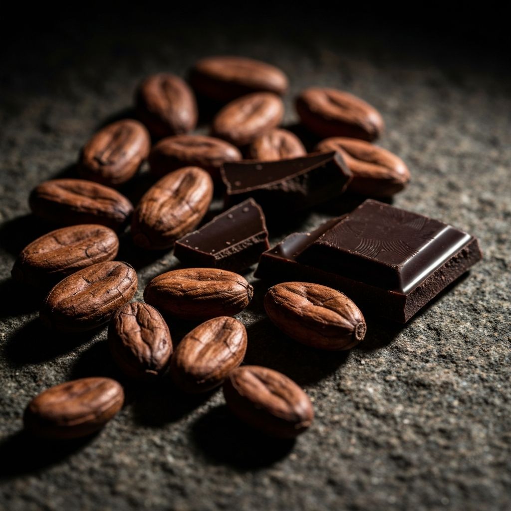 Raw cacao beans and artisan chocolate